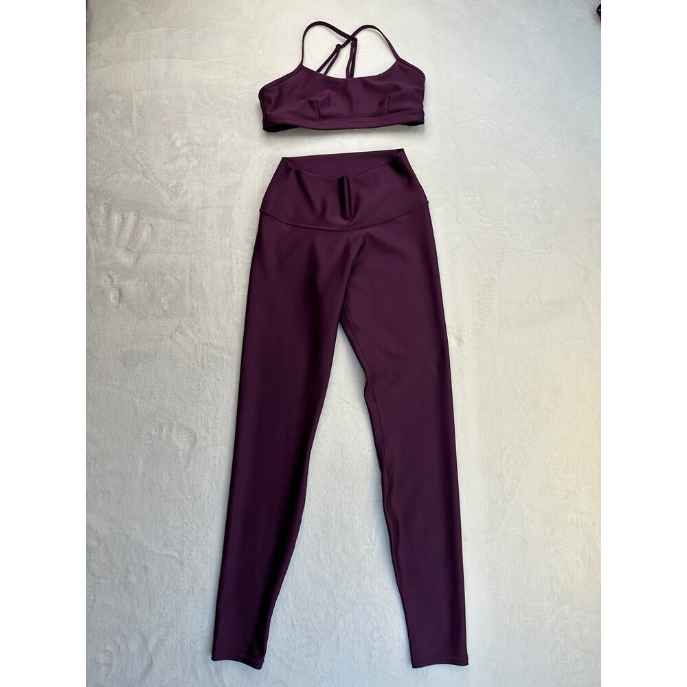 Alo Yoga Airlift Intrigue Bra + High-Waist Airlift Leggings Dark Plum Sz M Set - Picture 12 of 16